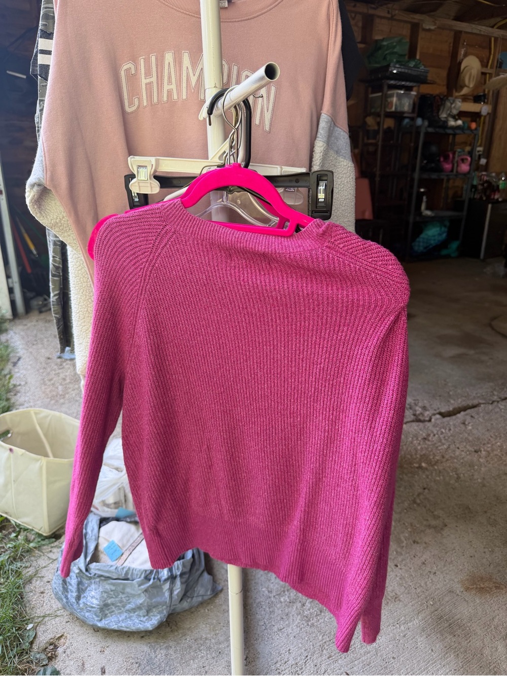 Old Navy Raspberry Pink V-Neck Ribbed Sweater - Picture 2 of 2